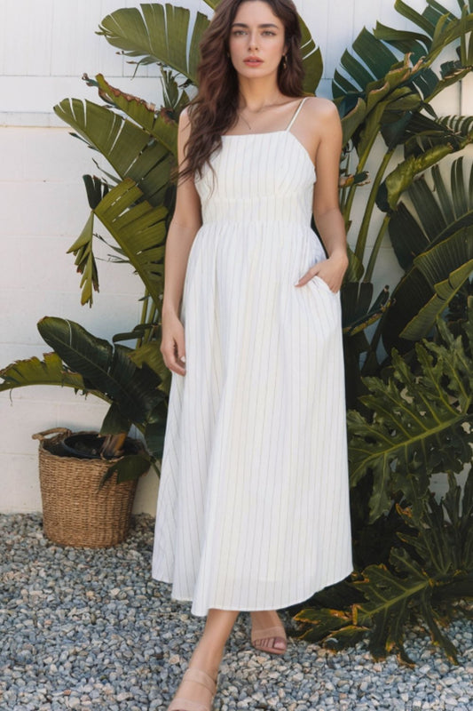 Stripe Square Neck Cami Dress with Pockets.