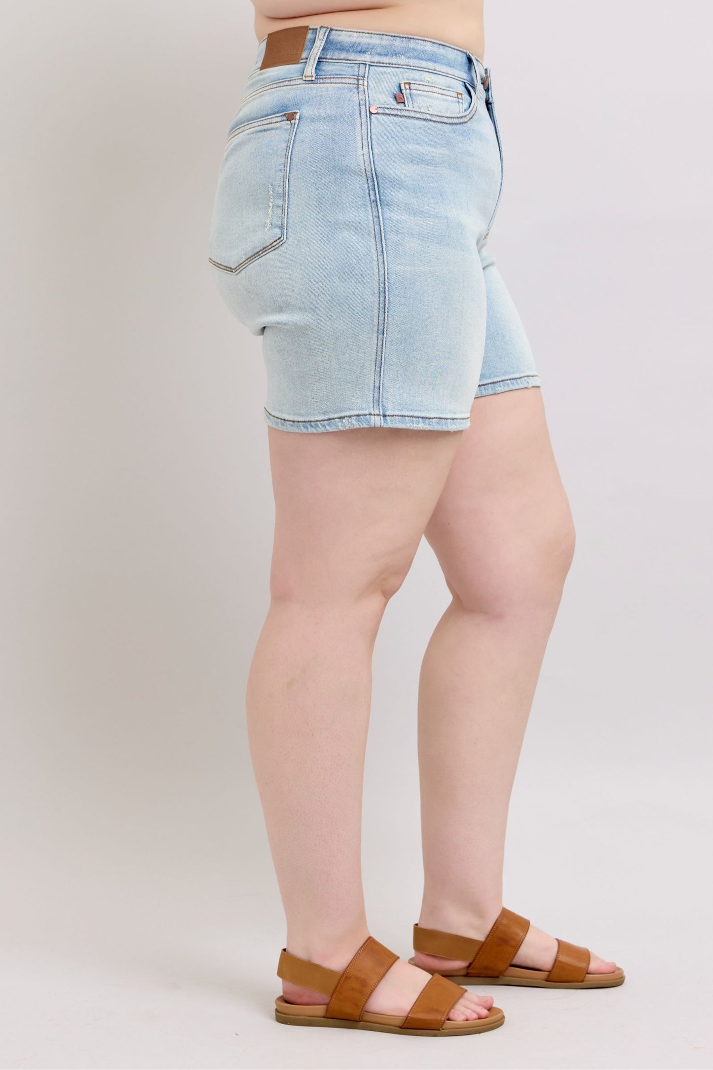 Judy Blue Full Size 2 Button Denim Shorts with Pockets Plus Size.