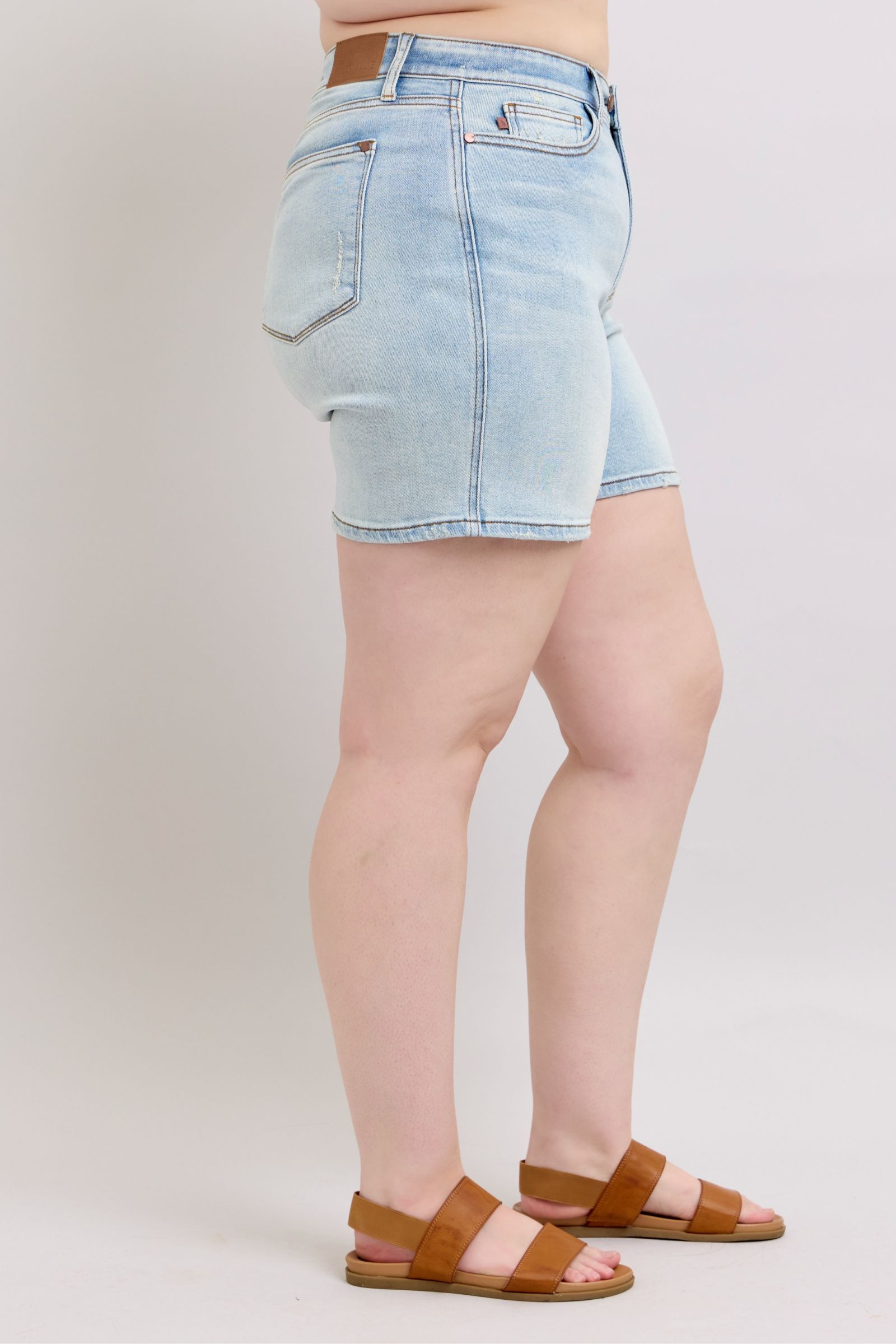 Judy Blue Full Size 2 Button Denim Shorts with Pockets Plus Size.