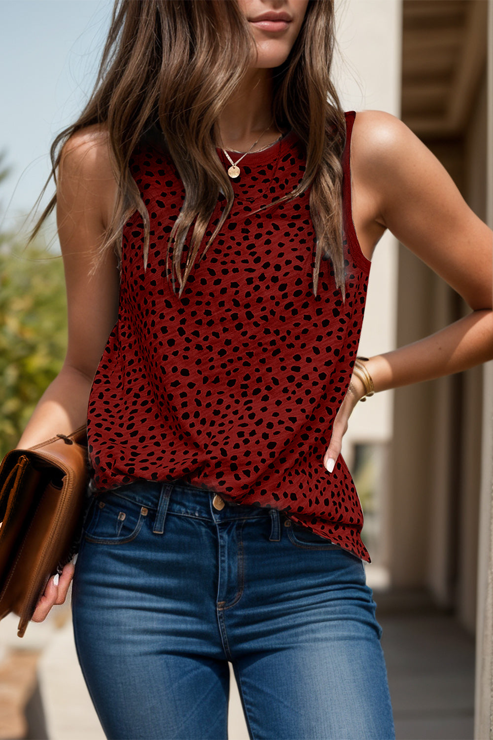 Stylish Printed Round Neck Tank - Designer Inspired.