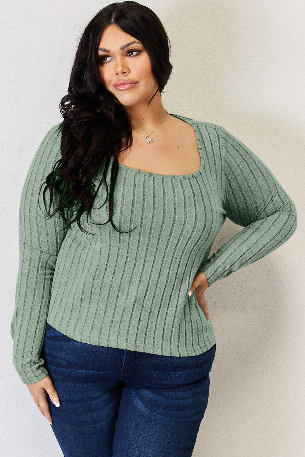 Basic Bae Full Size Ribbed Long Sleeve T-Shirt.