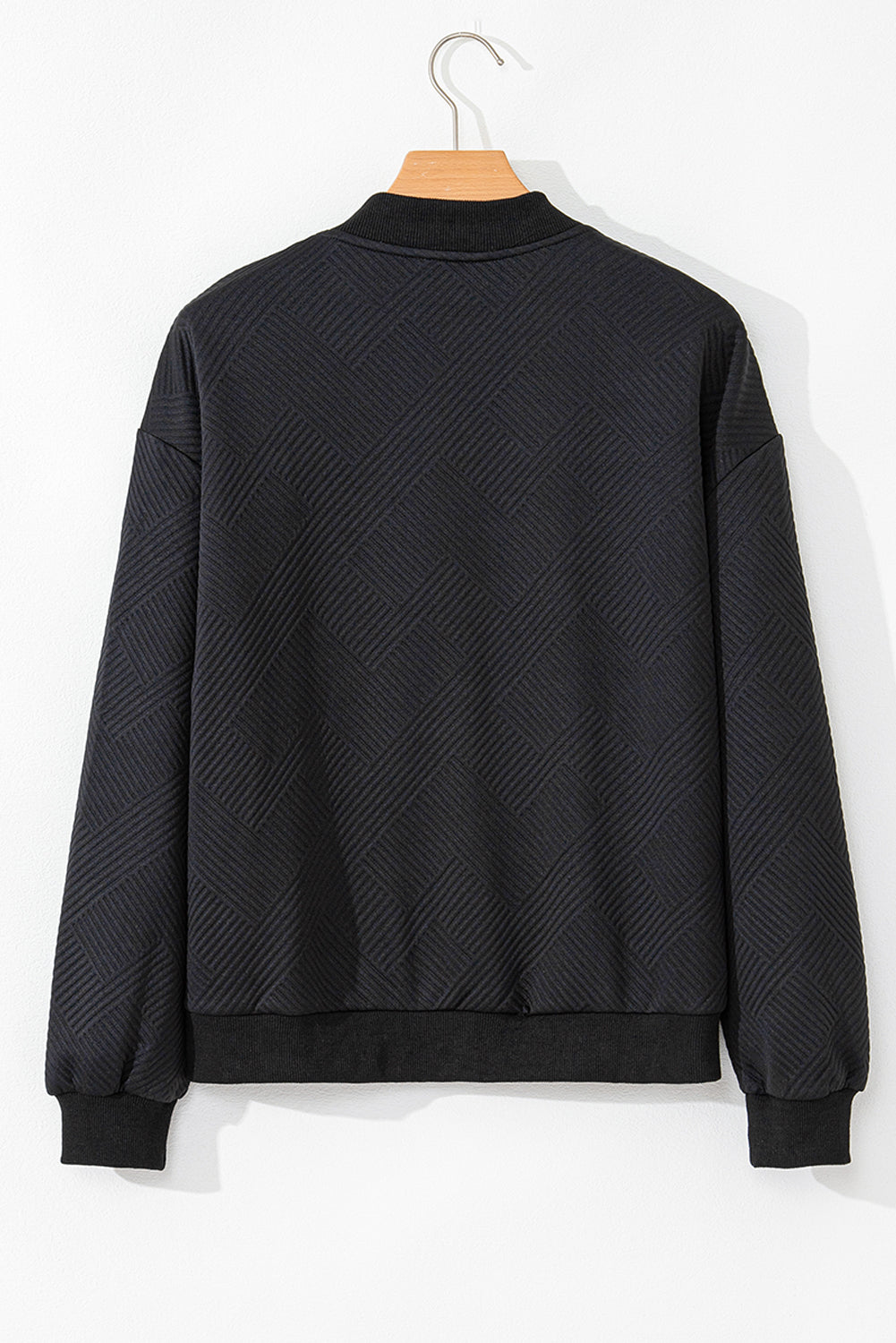 Zip Up Baseball Collar Long Sleeve Jacket.