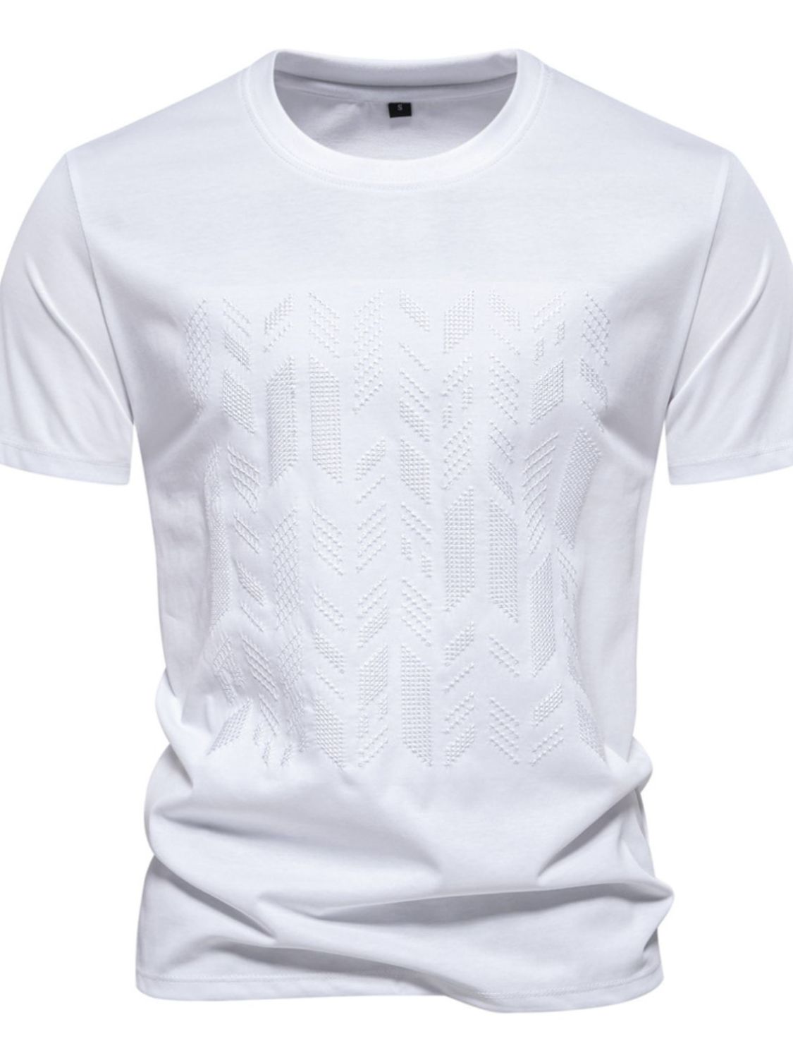 Men's Geometric Embroidered Tee - Elevate Your Style.