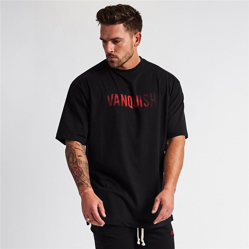 Men's "VANQUISH" Cotton-Blend Round Neck Half Sleeve T-Shirt.
