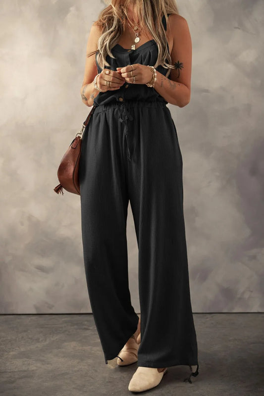 Trendy Knotted Straps Drawstring Jumpsuit.