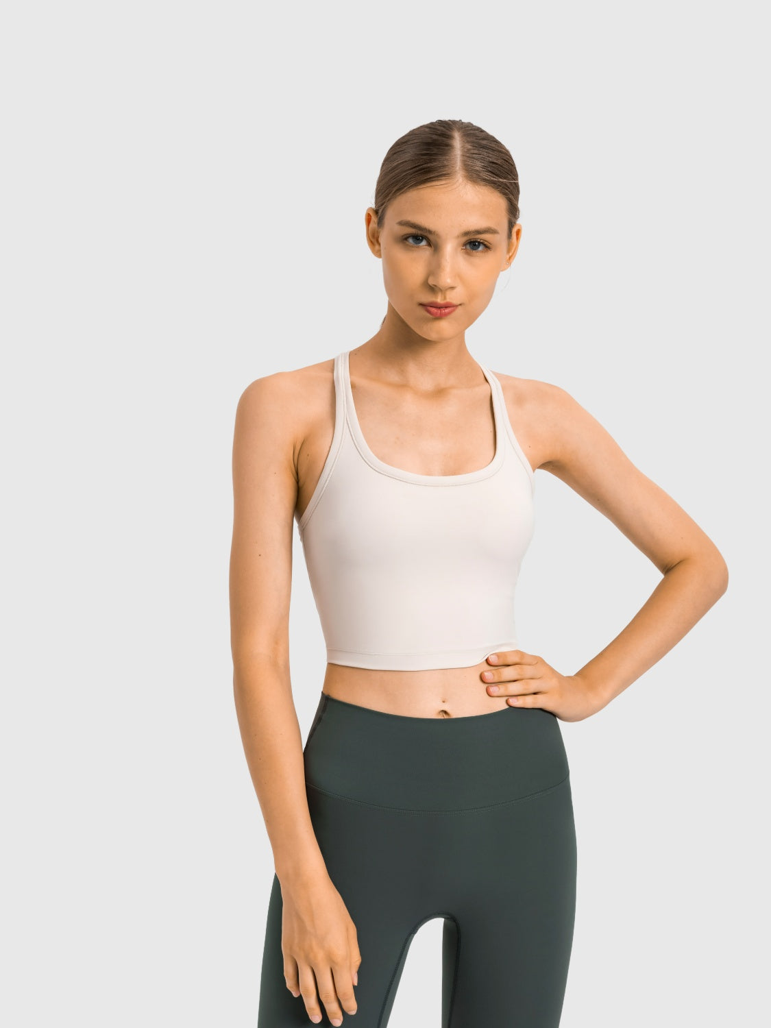 Millennia Scoop Neck Active Tank with Detachable Chest Pads.