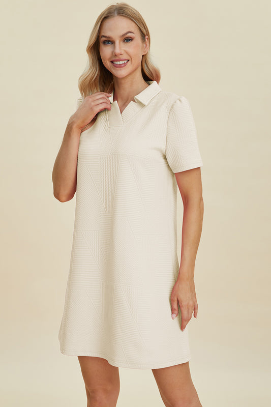 Double Take Full Size Texture Short Sleeve Dress.