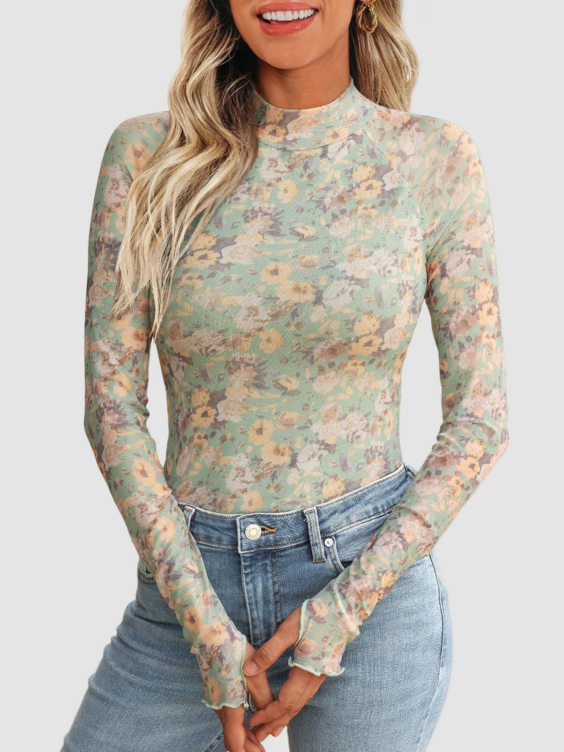 Vibrant Floral Long Sleeve Tee - Elevate Your Style.
