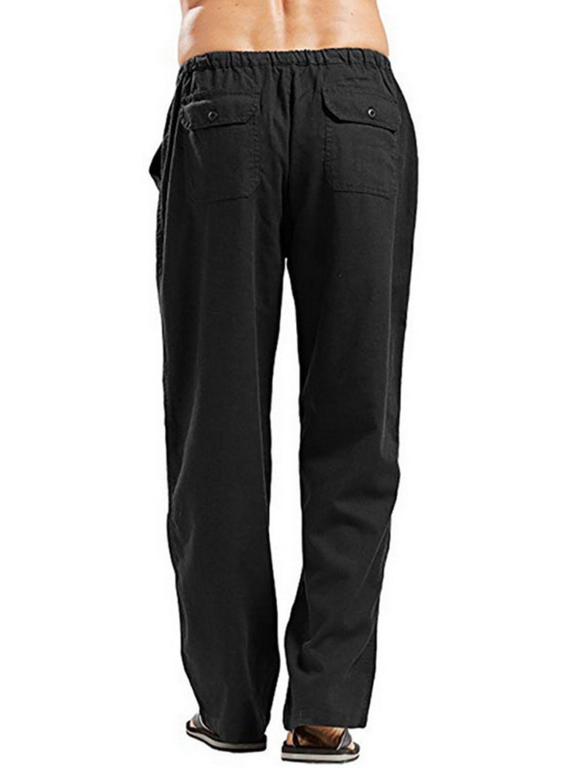 Men's Full Size Drawstring Straight Leg Pants - Plus Size.