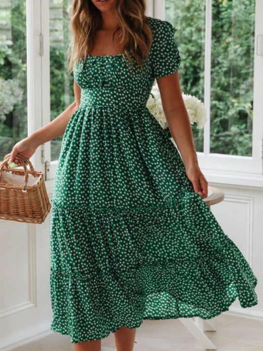Chic Printed Midi Dress.