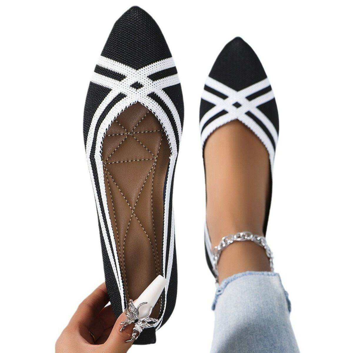 Step into Style with Point Toe Flats Slip-Ons.