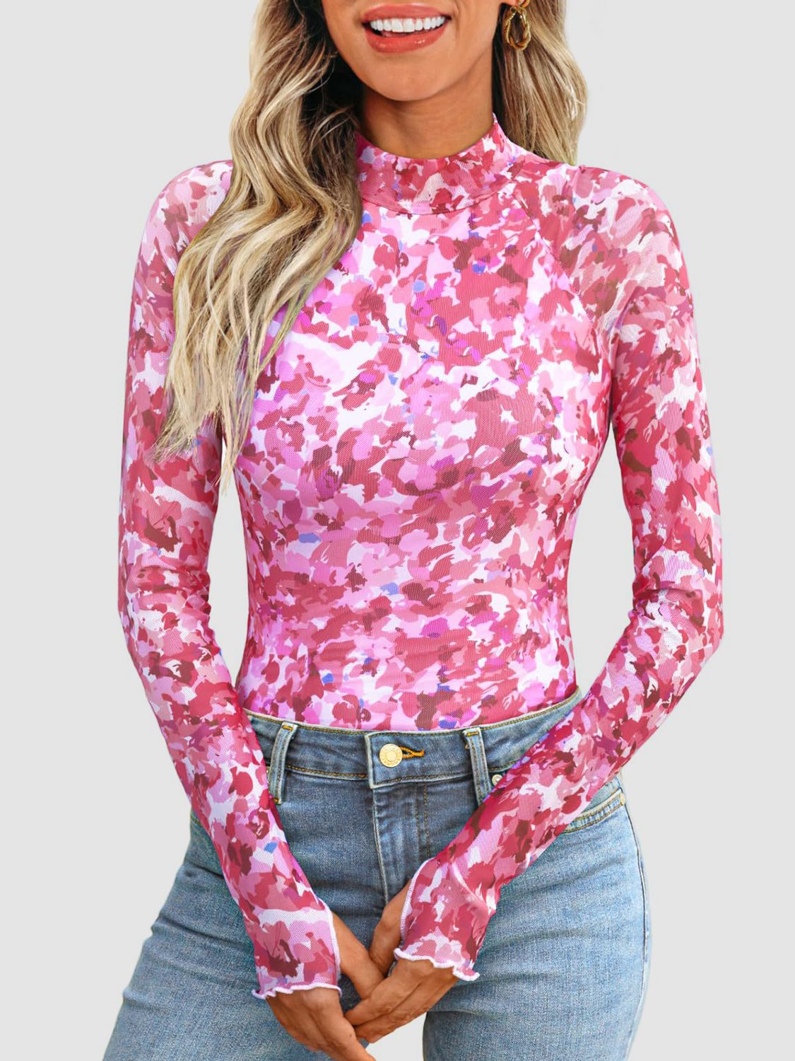 Vibrant Floral Long Sleeve Tee - Elevate Your Style.
