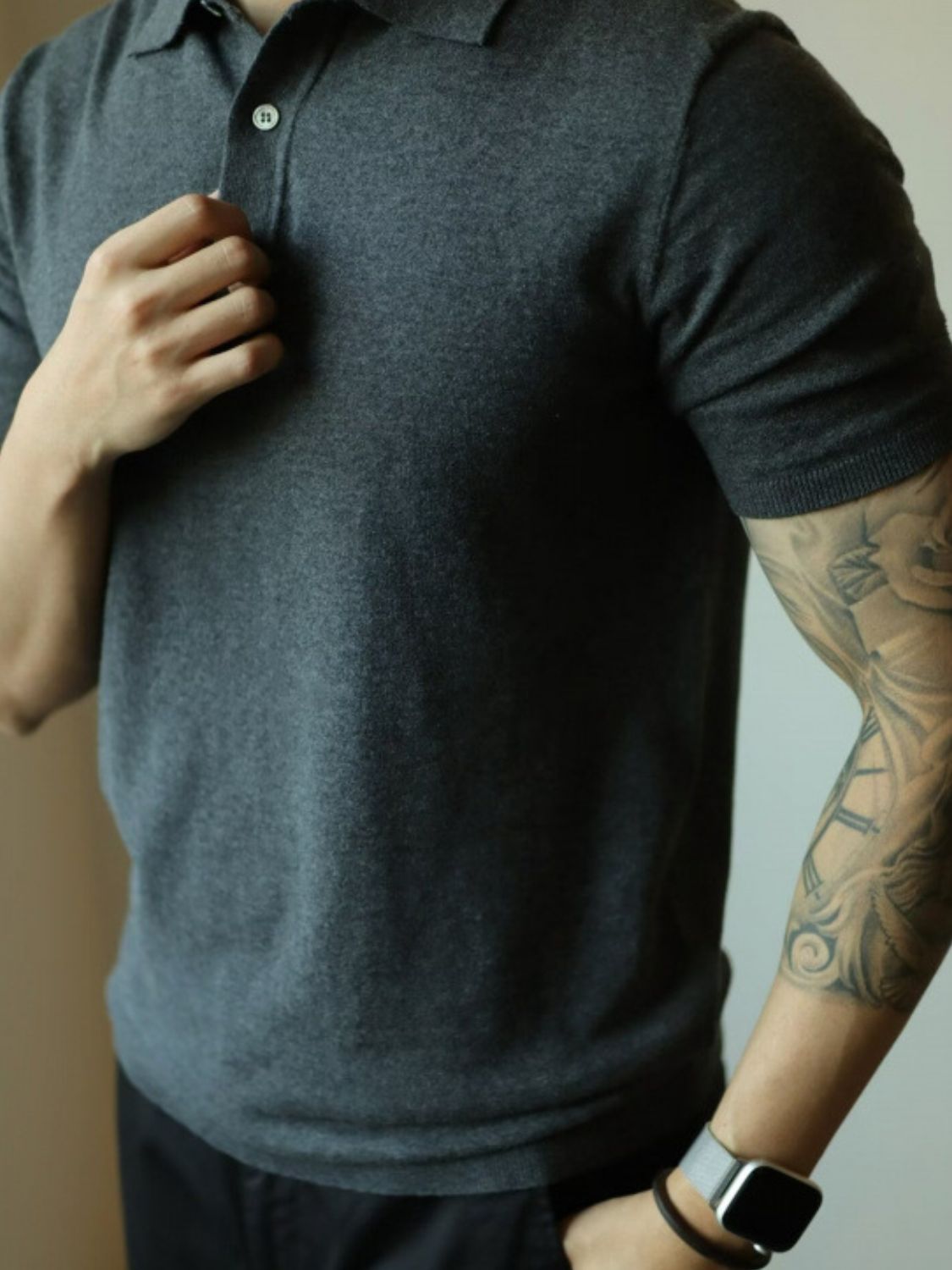 Men's Plus Size Button Detail Short Sleeve Polo.