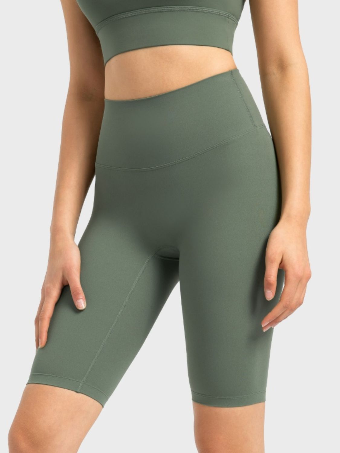 Millennia High Rise Wide Waistband Active Shorts.